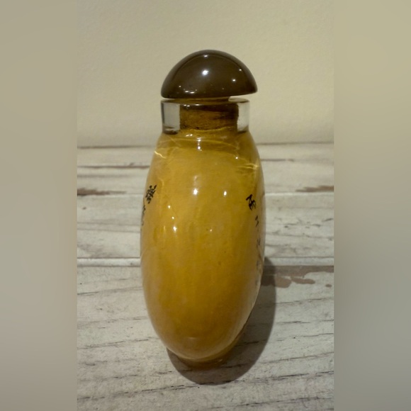 Vintage Chinese Interior Painted Glass Snuff Bottle Asian Art With Asian Writing - Picture 4 of 8